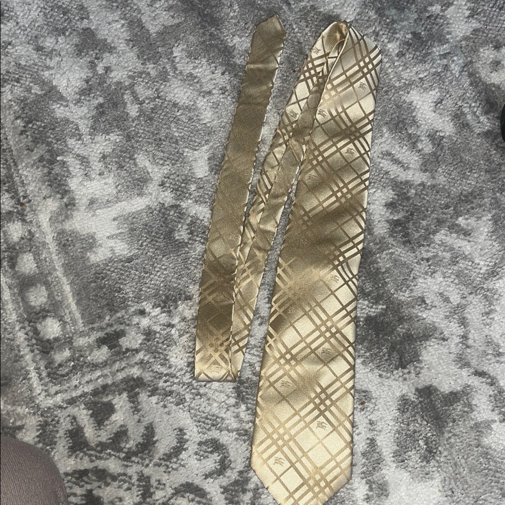 Burberry Gold Checkered Men's Tie